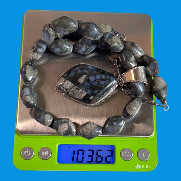 Jay King Sterling Silver & Que Sera Blue Agate Pendant Necklace DTR Discontinued - Picture 8 of 10